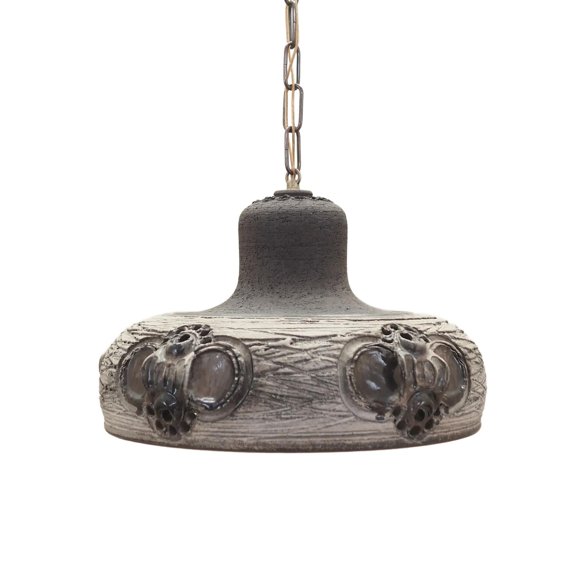 Lampa wisząca, ceramika szara, Dania, lata 60.