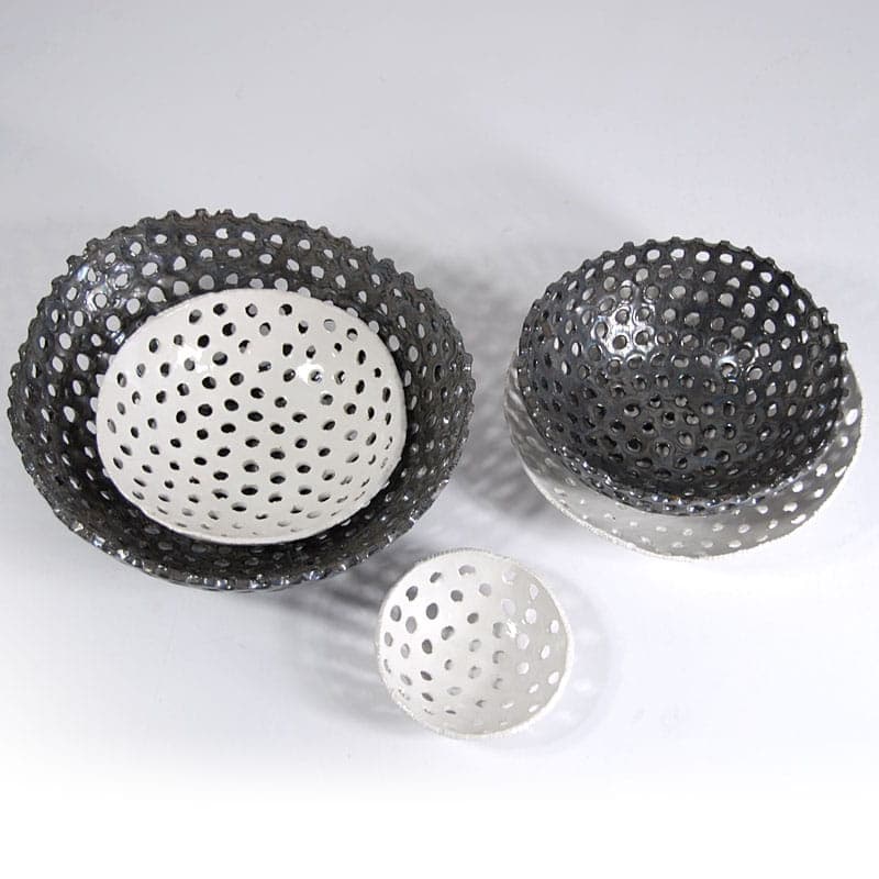 Zestaw pięciu mis, czarny i biały, ceramika, proj. J. Wysocka-Panasiewicz, Polska, XXI w. - 41248