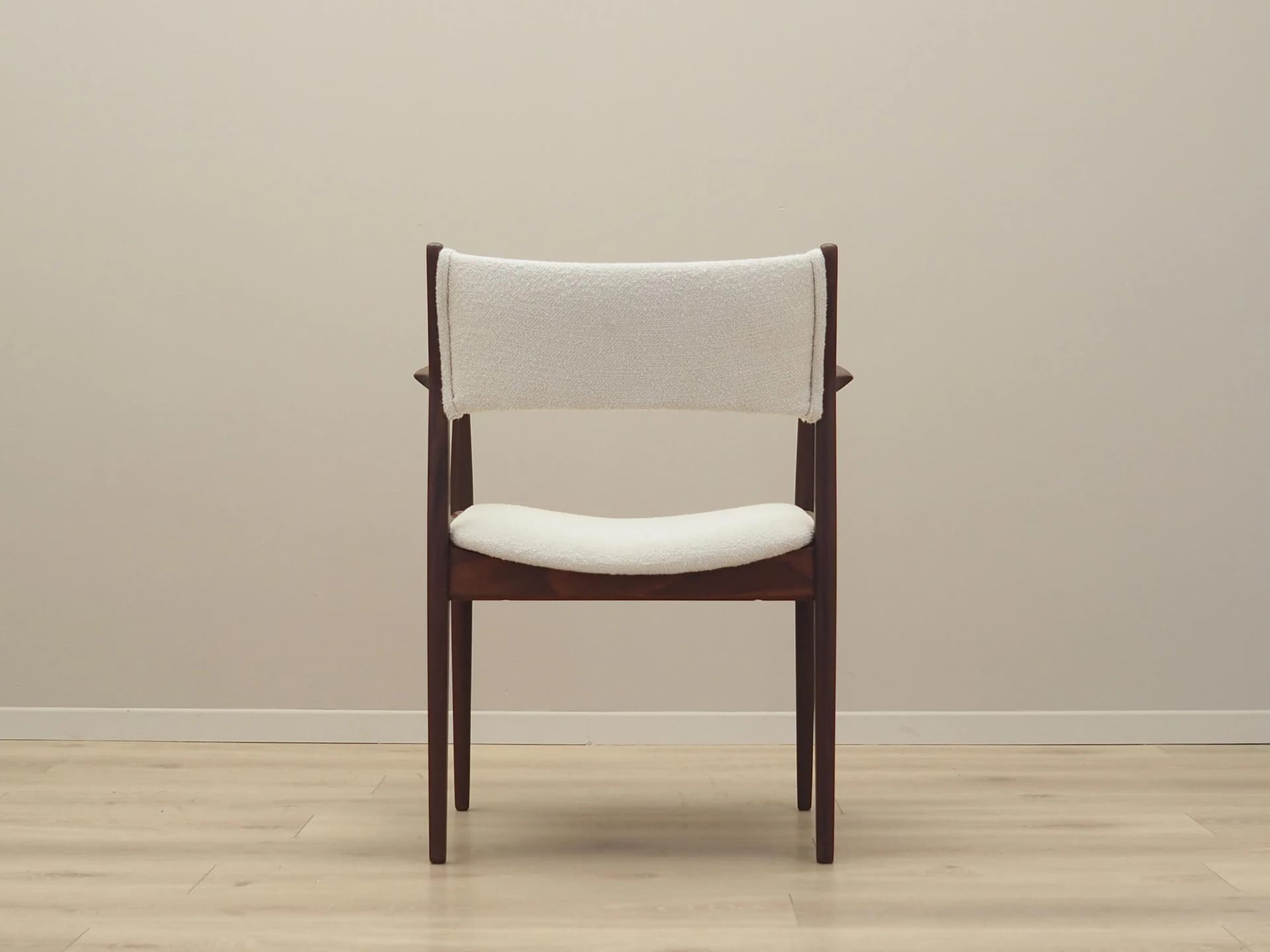 Armchair, Danish design, teak, ivory white, Denmark, 1960s - 42488