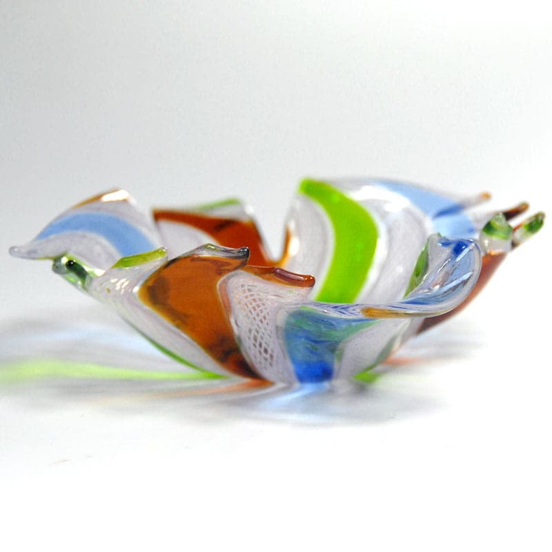 Paterka latticino fazoletto, szkło multicolor, Murano, Włochy, lata 60. - 42170