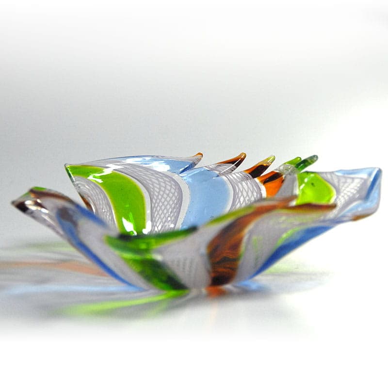 Paterka latticino fazoletto, szkło multicolor, Murano, Włochy, lata 60. - 42166