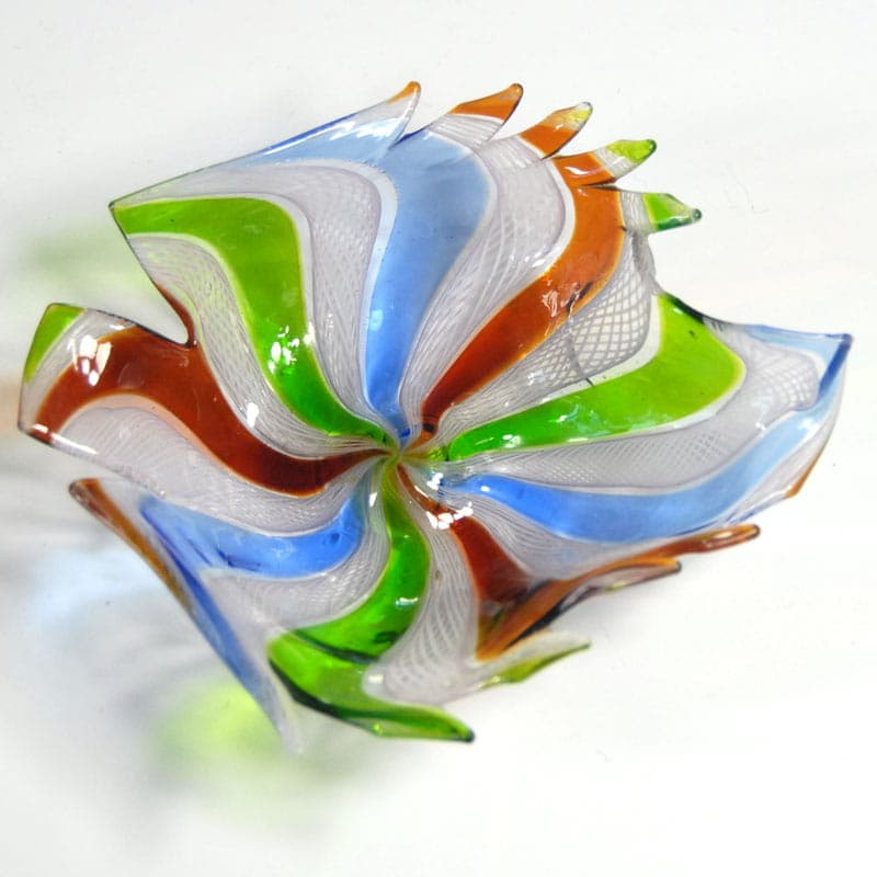 Paterka latticino fazoletto, szkło multicolor, Murano, Włochy, lata 60. - 42171