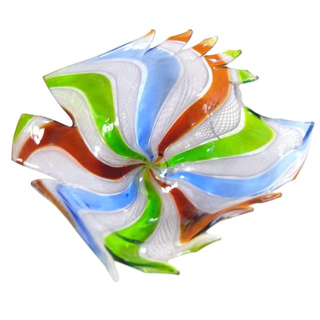 Paterka latticino fazoletto, szkło multicolor, Murano, Włochy, lata 60. - WYMIARY