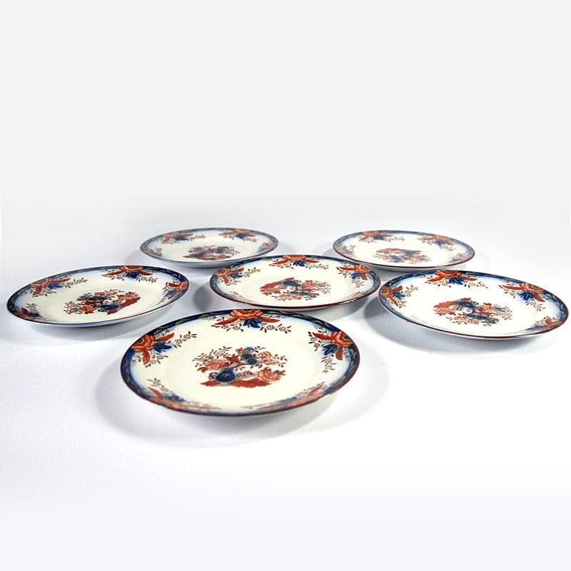 Set of Six Dessert Plates Persian, ivory white ceramics, Petrus Regout, Netherlands, turn of the 20th century - 42142