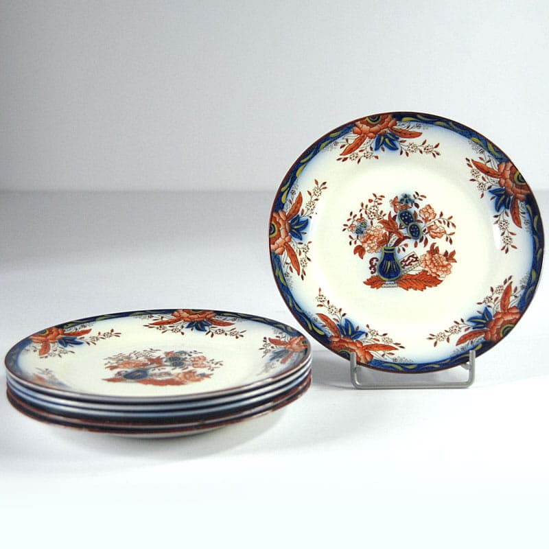 Set of Six Dessert Plates Persian, ivory white ceramics, Petrus Regout, Netherlands, turn of the 20th century - 42139