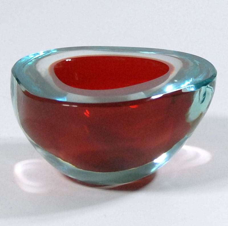 Bowl sommerso, red glass, Murano, Italy, 1960s. - 42124