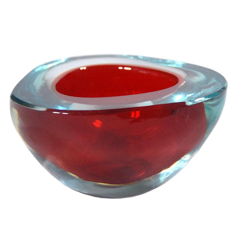 Bowl sommerso, red glass, Murano, Italy, 1960s.