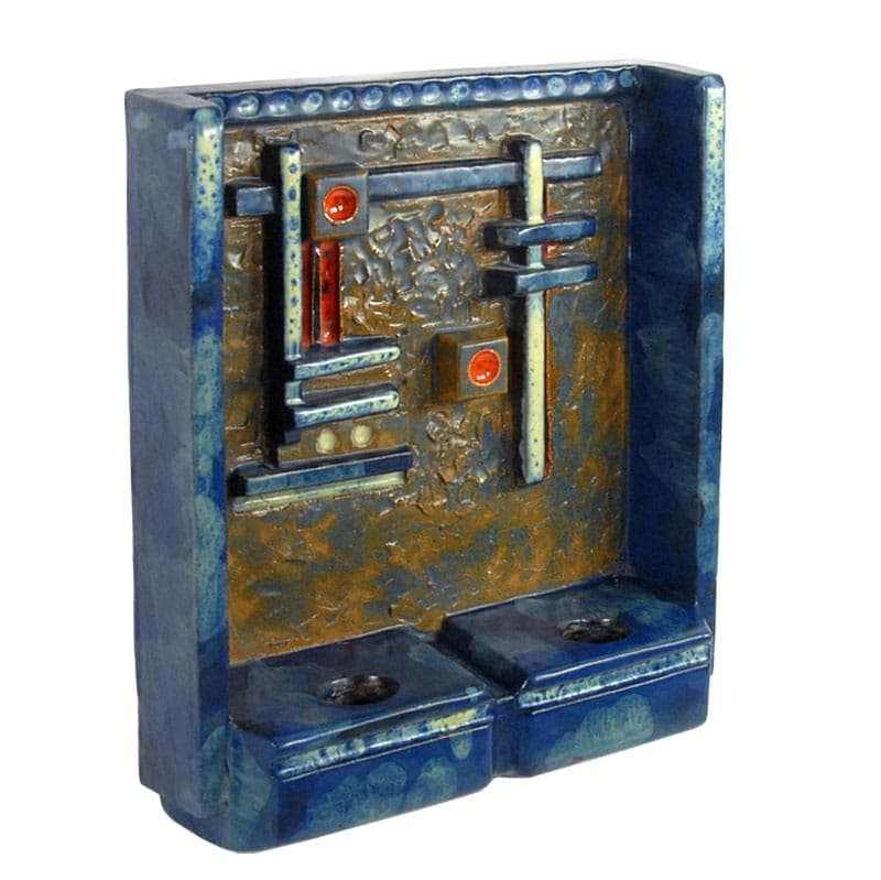 Blue Wall Relief/Candle Holder, by O. Johansen, Denmark, 1960s