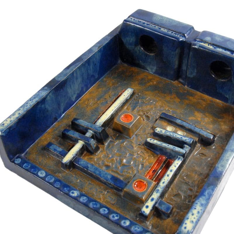 Blue Wall Relief/Candle Holder, by O. Johansen, Denmark, 1960s - 4463