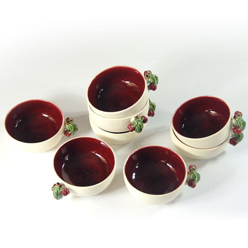 Komplet miseczek deserowych, ceramika kremowa, Keramos Sevres, Francja, lata 60. - 42068