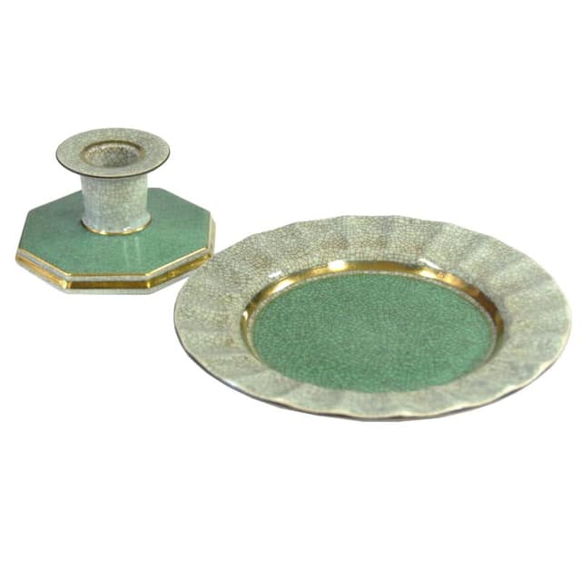 Table set, Royal Copenhagen, green porcelain, Denmark, 1950s. - DIMENSION