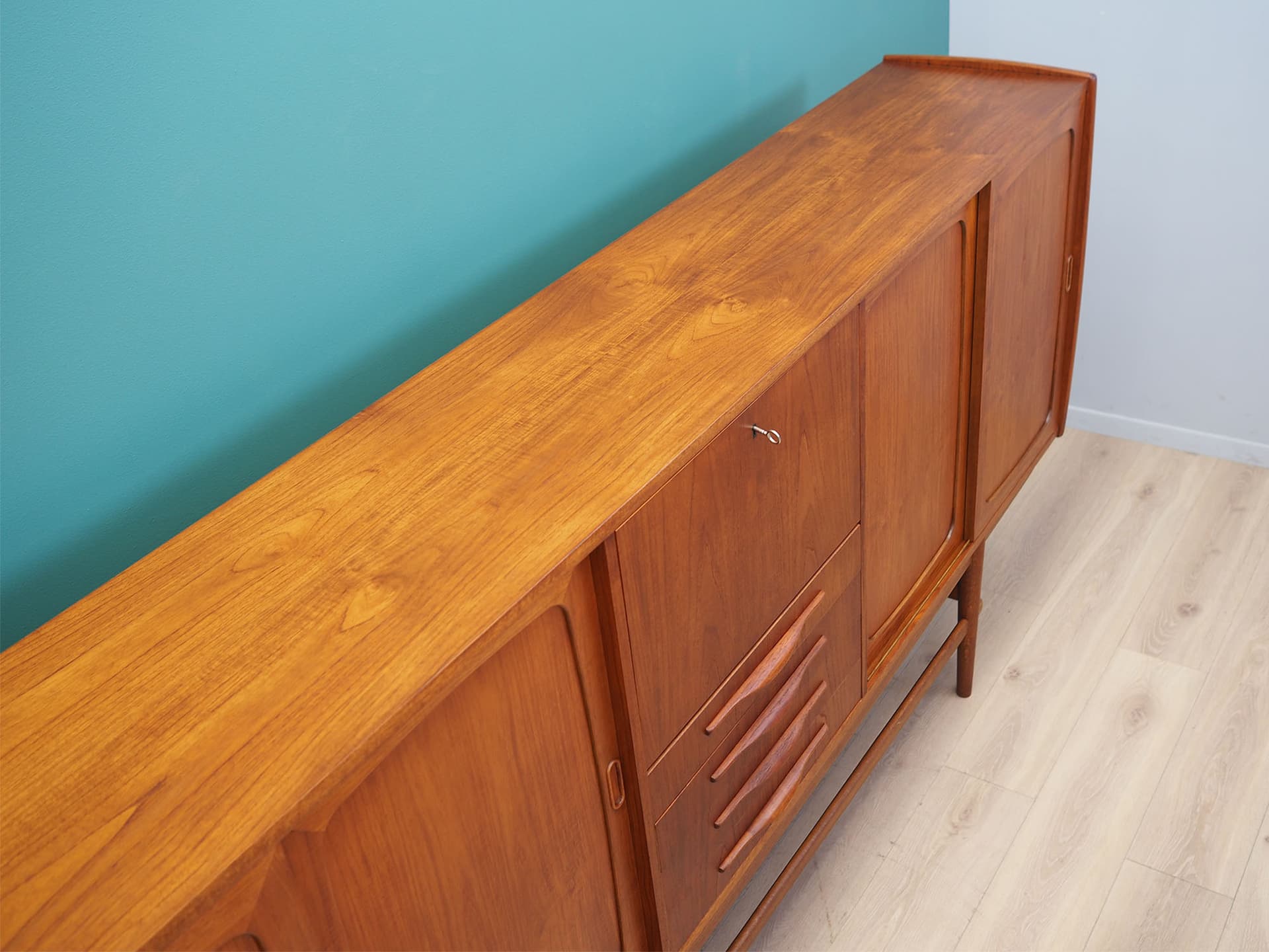 Highboard, teak brązowy, Dania, lata 60. - 51536