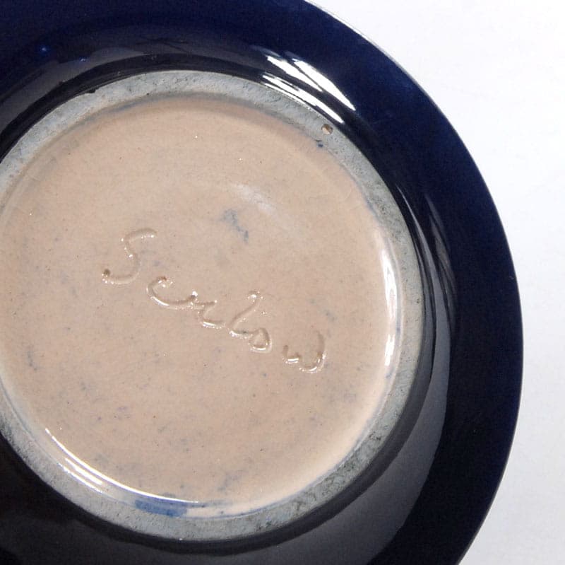 Komplet filiżanek z mlecznikiem, kobaltowy, ceramika, Francja, lata 50. - 43154