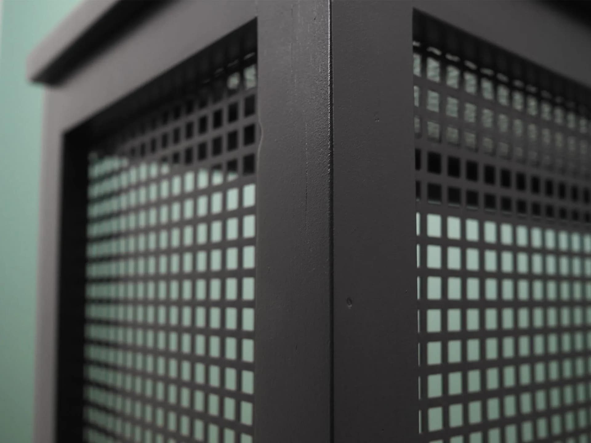 Fireplace screen, black metal, Denmark, 1980s - 42882