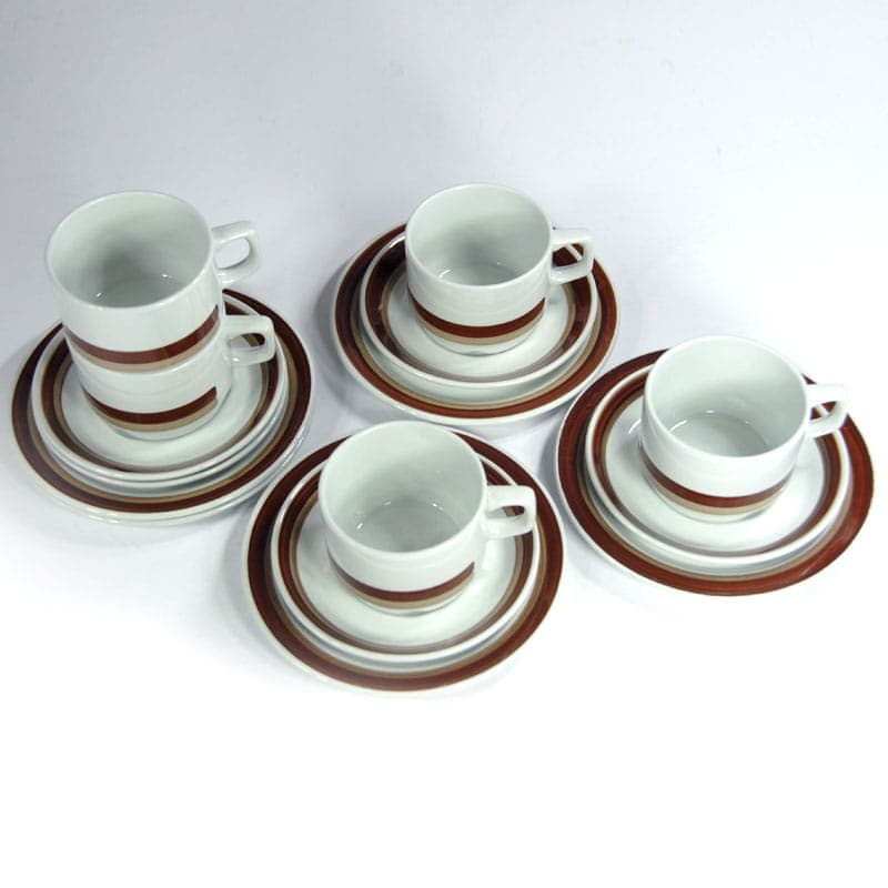 Komplet śniadaniowy, porcelana biała, Figgjo Flint, Norwegia, lata 70. - 43120