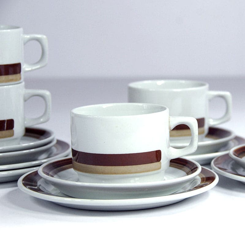 Komplet śniadaniowy, porcelana biała, Figgjo Flint, Norwegia, lata 70. - 43123