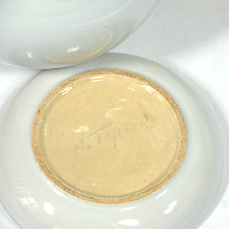 Komplet do kawy, ceramika biała, Francja, lata 50. - 43116