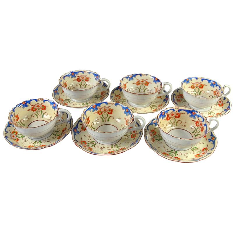 Zestaw filiżanek herbacianych, fajans ivory white, Wielka Brytania, XIX wiek