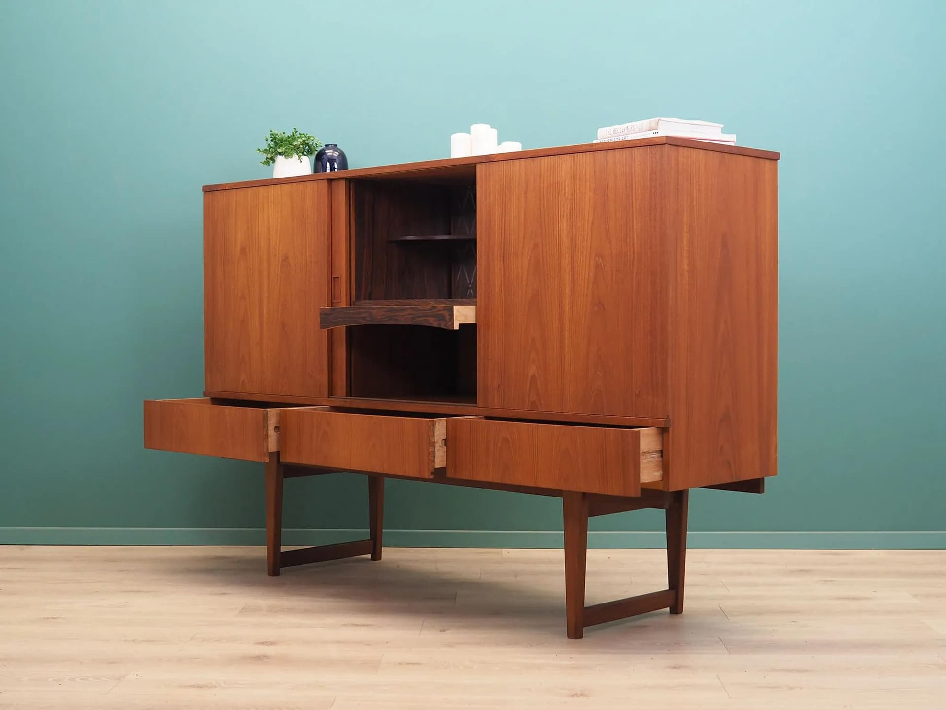 Highboard, teak brązowy, Dania, lata 60. - 42833