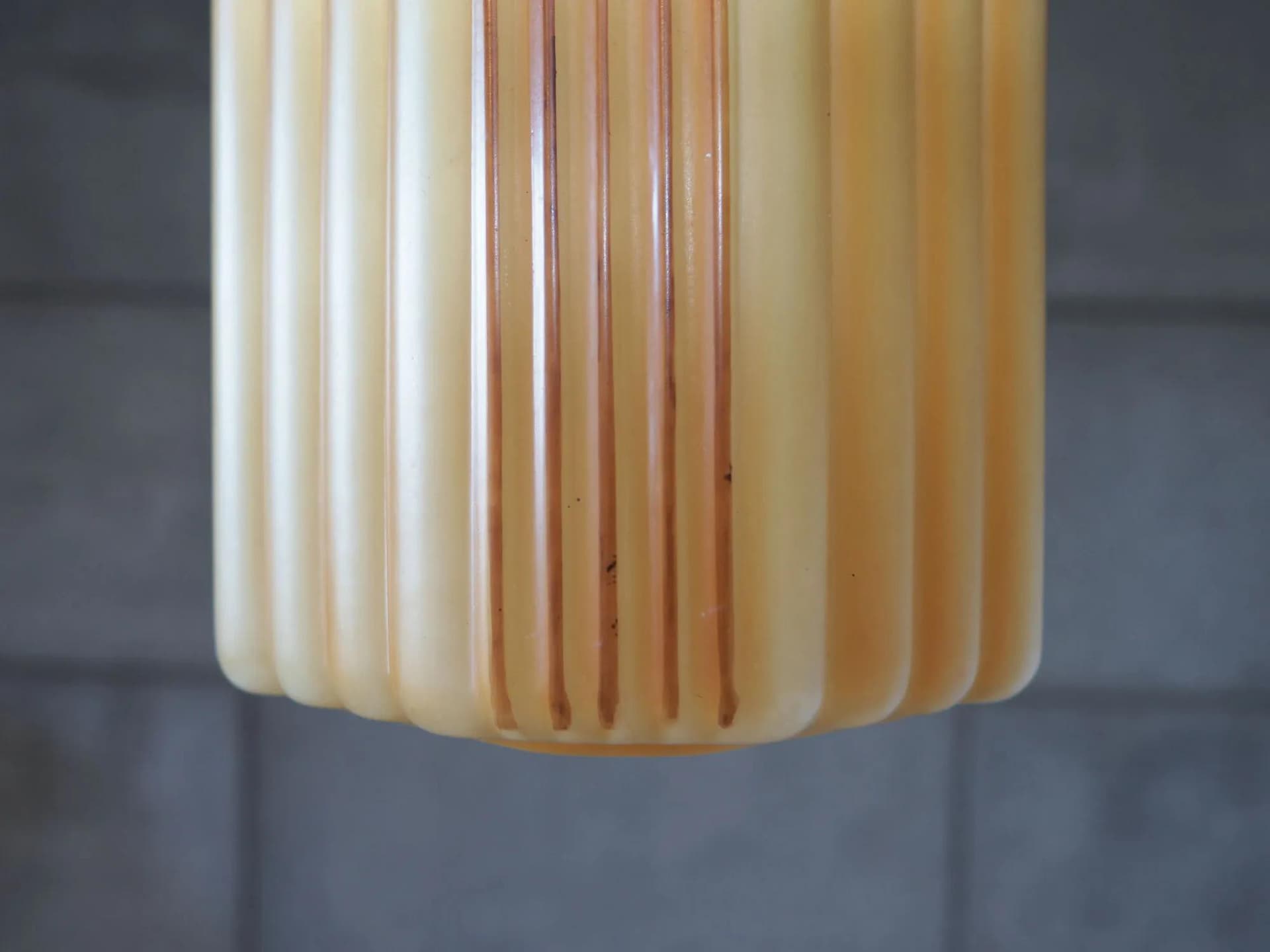 Pendant lamp, Danish design, yellow glass, Denmark, 1960s. - 42812