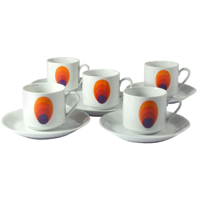 Zestaw filiżanek kawowych Space Age, multicolor, porcelana, Niemcy, lata 70. - WYMIARY