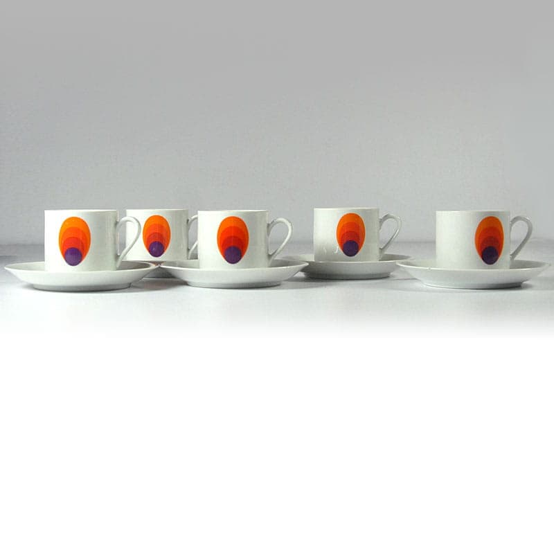 Zestaw filiżanek kawowych Space Age, multicolor, porcelana, Niemcy, lata 70. - 43071