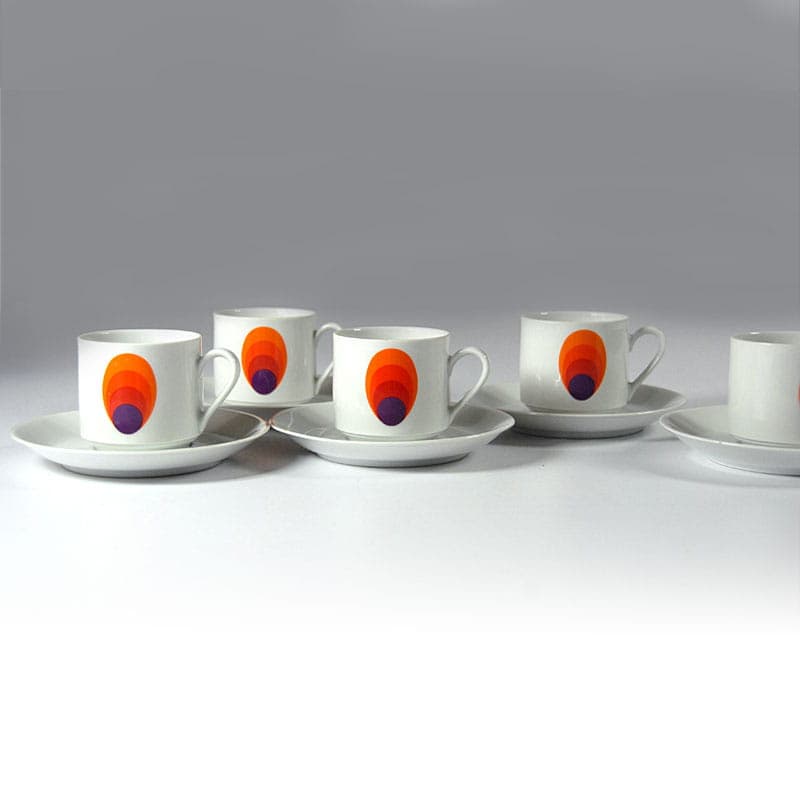 Zestaw filiżanek kawowych Space Age, multicolor, porcelana, Niemcy, lata 70. - 43072