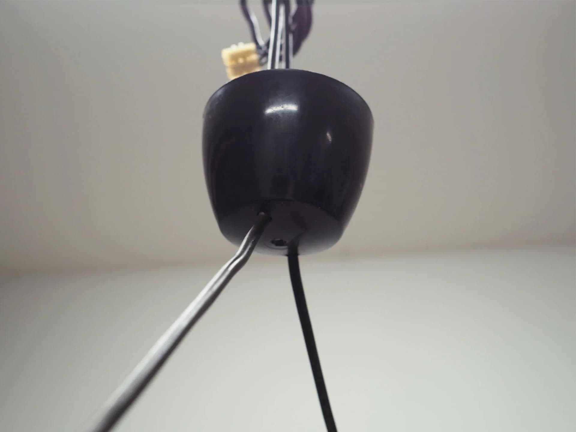 Pendant lamp, teak wood brown, glass, Denmark, 1970s - 43332