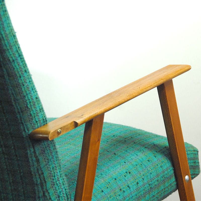 Pair of armchairs, light wood, green, Denmark, 1960s. - 43033