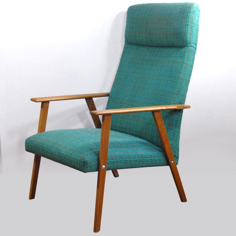 Pair of armchairs, light wood, green, Denmark, 1960s. - 43032