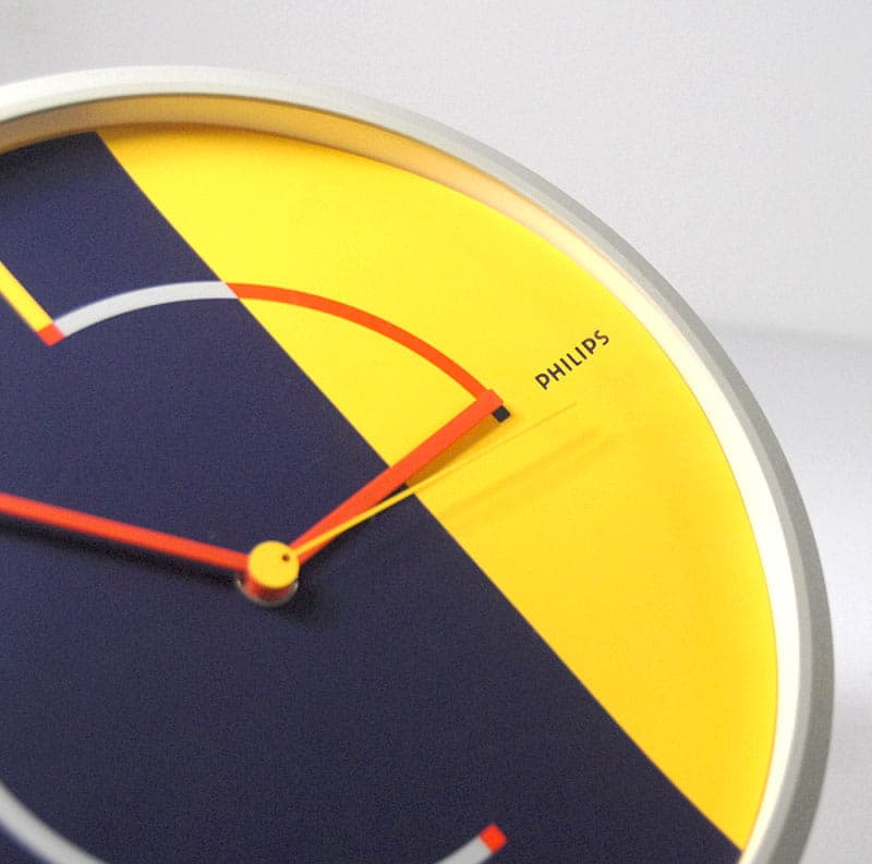 Navy Blue and Yellow Memphis Style Wall Clock, Philips, Germany, 1980s - 43003