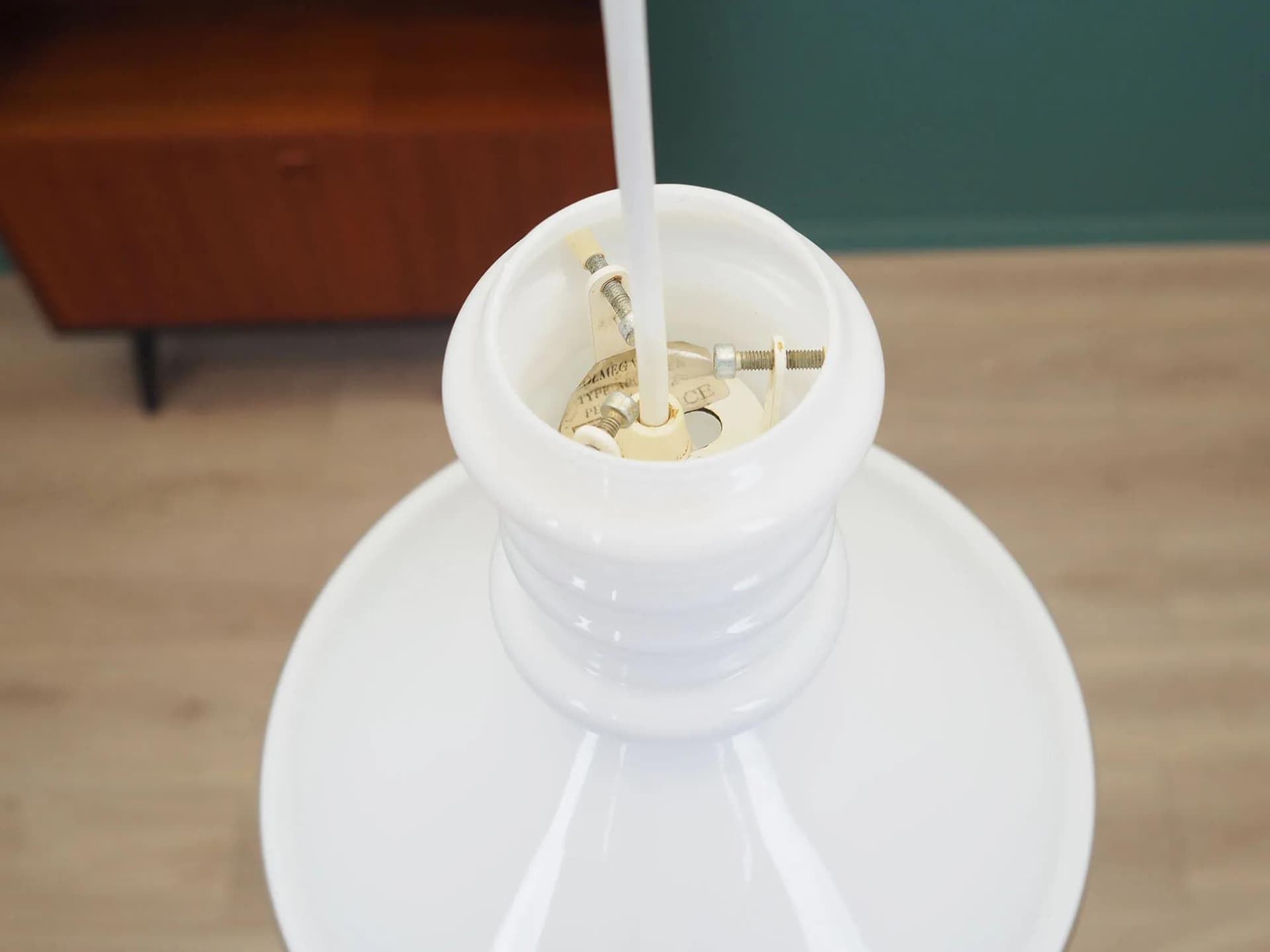 Pendant lamp, white glass, Holmegaard, Denmark, 1970s - 43287