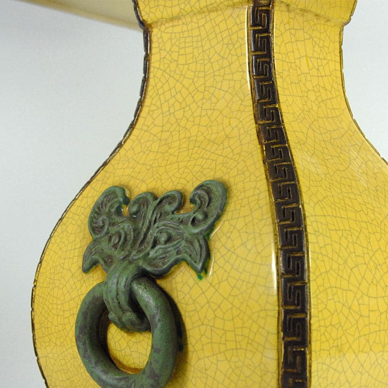 Lampa stołowa, ceramika żółta, proj. U. Zaccagnini, Włochy, lata 60. - 43595