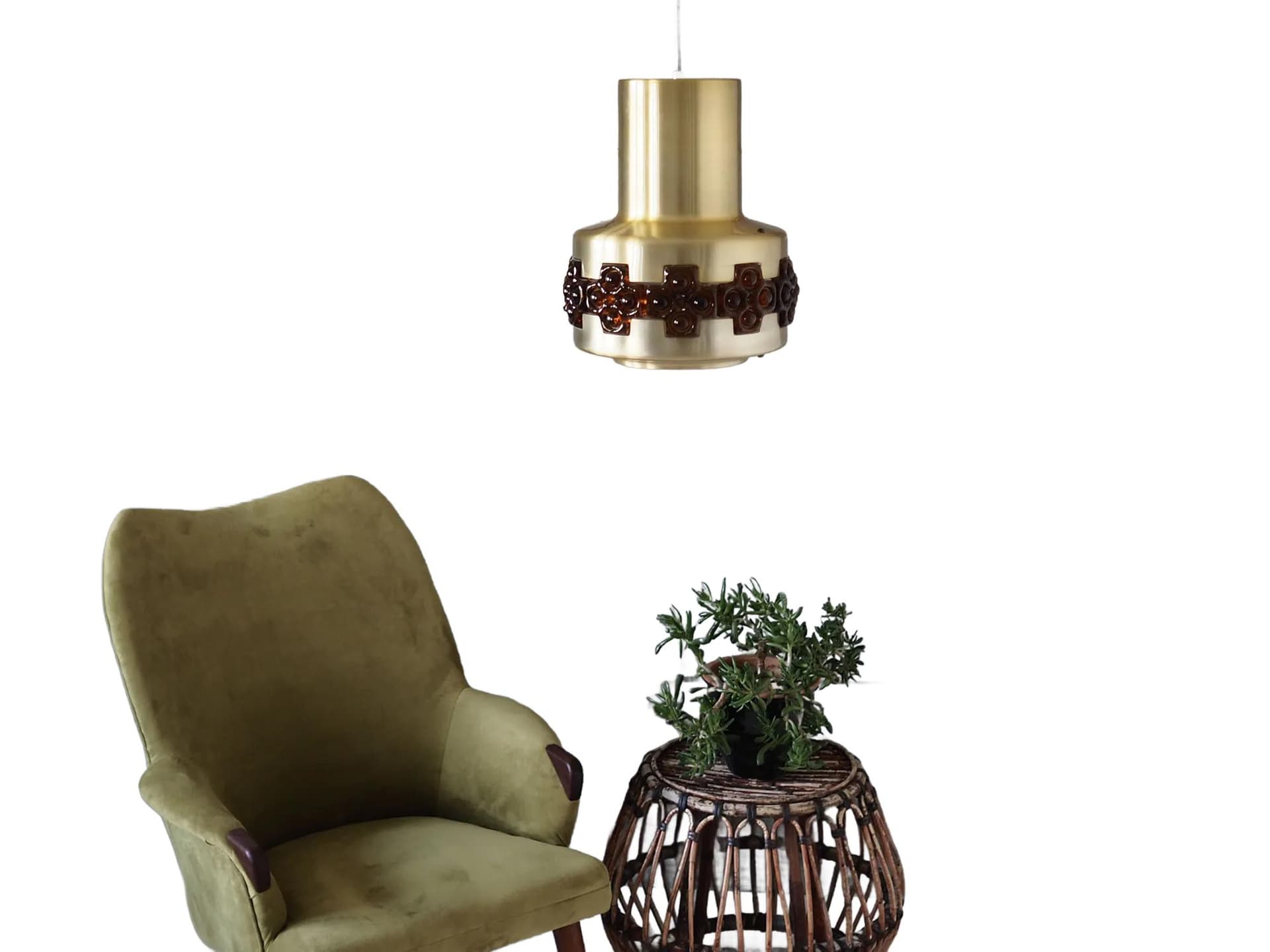 Lampa wisząca, złoty metal, Dania, lata 60. - 43211