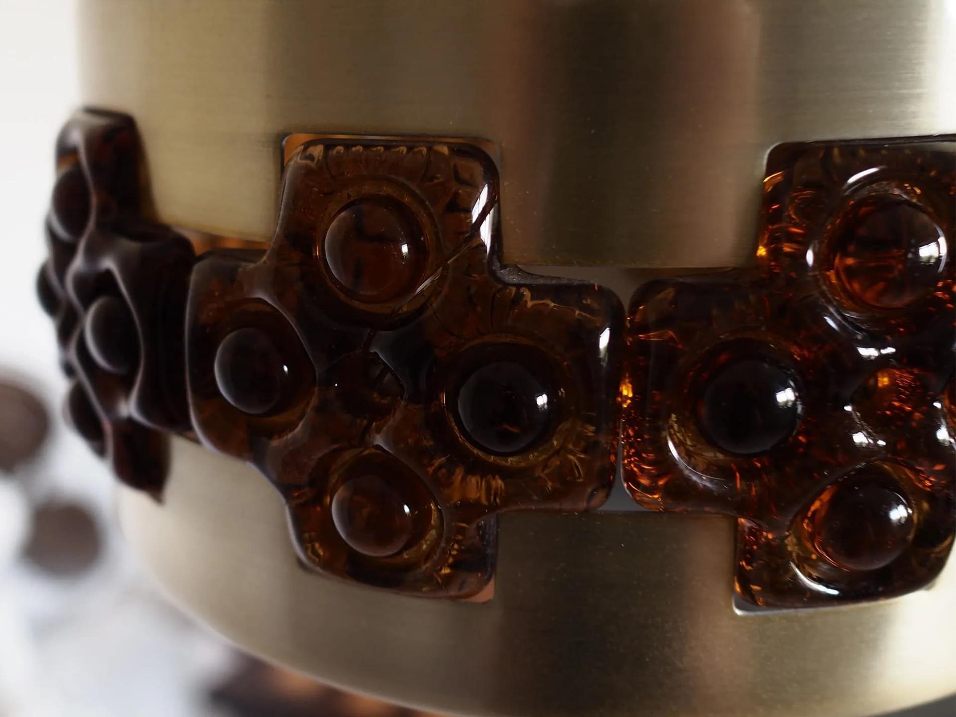 Lampa wisząca, złoty metal, Dania, lata 60. - 43219