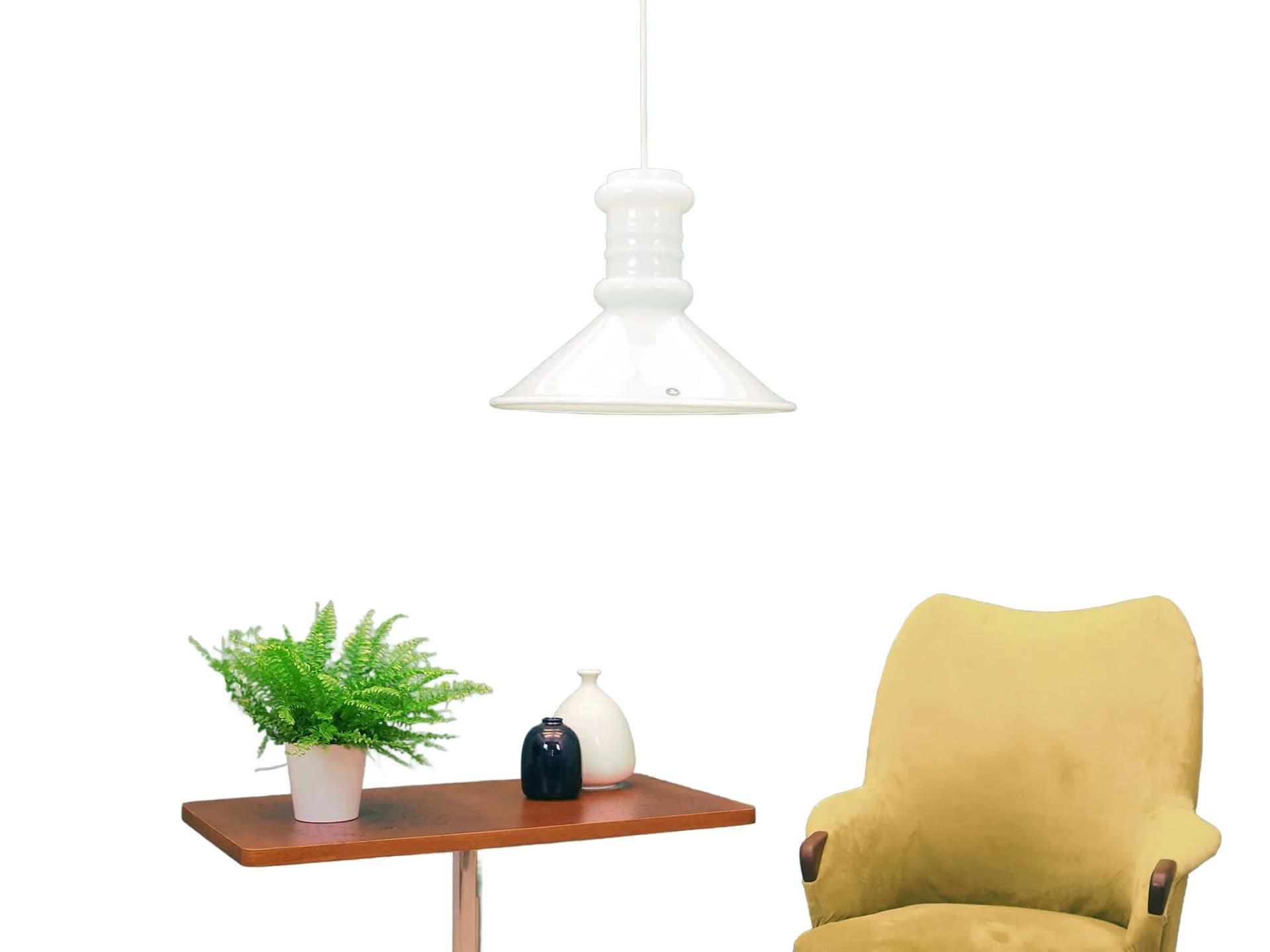 Lampa wisząca, szkło biały, Holmegaard, Dania, lata 70. - 43205