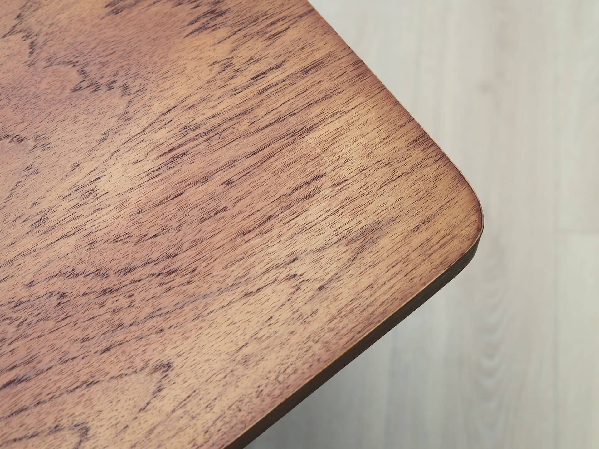 Stolik, teak brązowy, stal chromowana, Dania, lata 70. - 50695