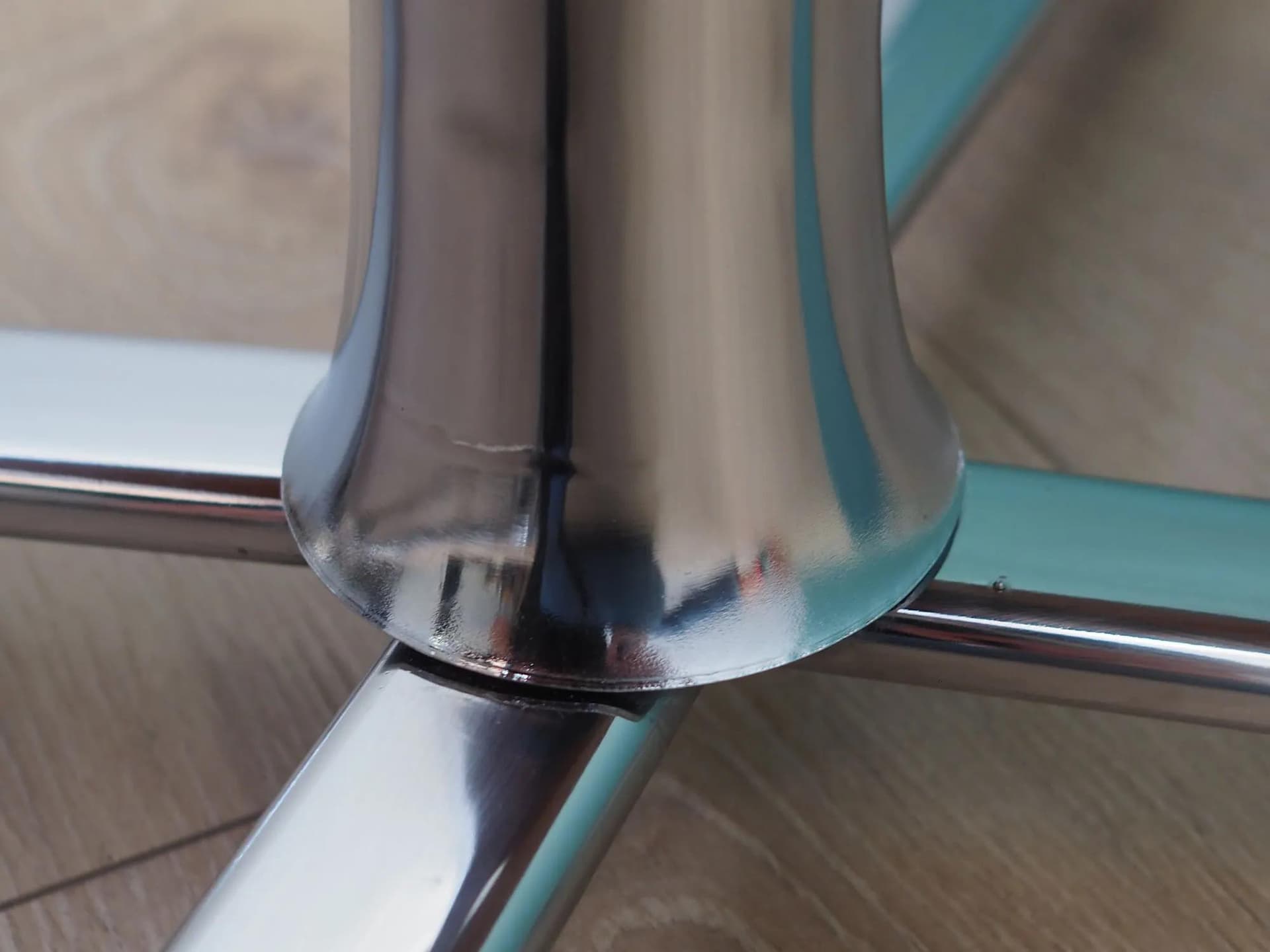 Stolik, teak brązowy, stal chromowana, Dania, lata 70. - 43199