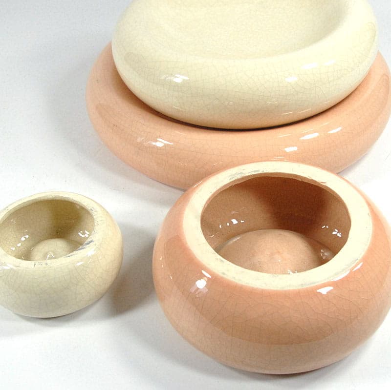 Zestaw mis modułowych, ceramika szkliwiona ivory white, proj. F. Chatain, Francja, lata 80. - 43568