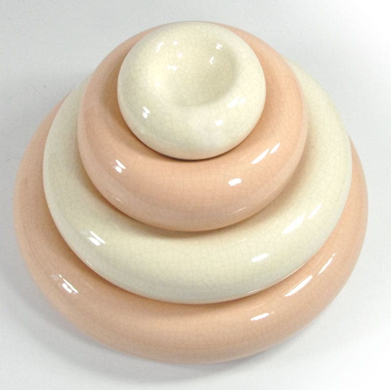 Zestaw mis modułowych, ceramika szkliwiona ivory white, proj. F. Chatain, Francja, lata 80. - 43562