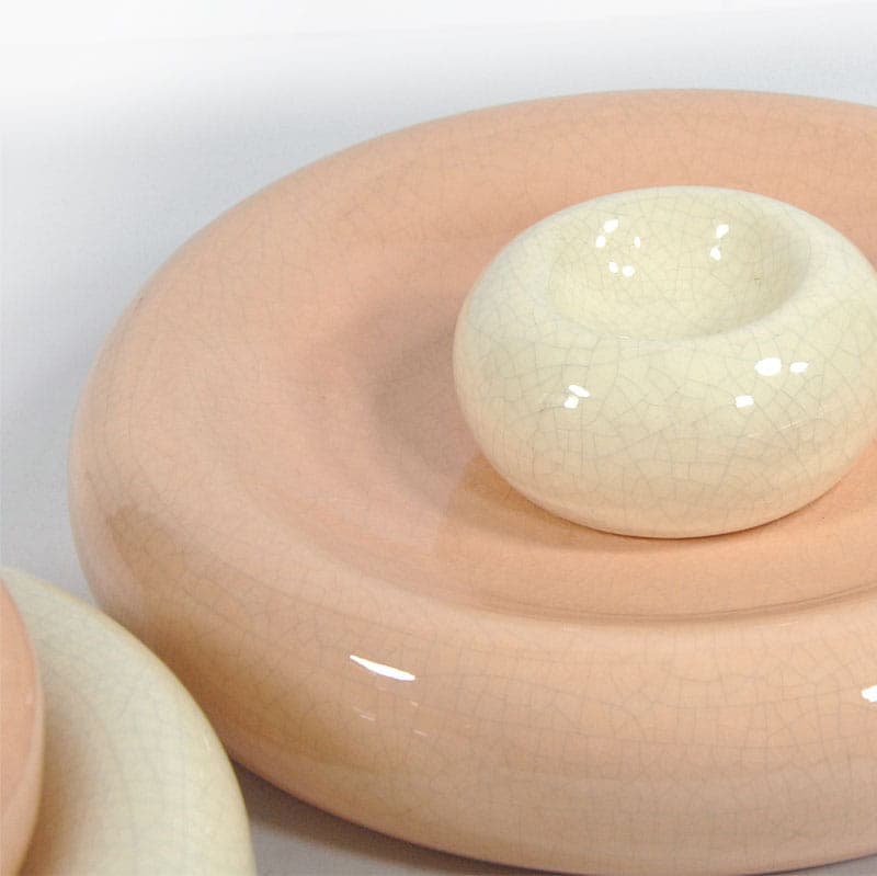 Zestaw mis modułowych, ceramika szkliwiona ivory white, proj. F. Chatain, Francja, lata 80. - 43563