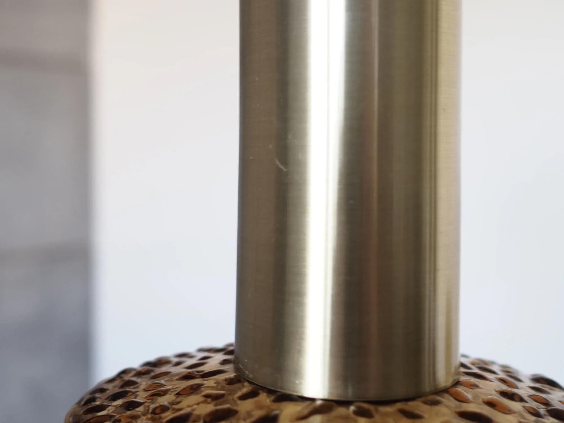 Lampa wisząca, szkło brązowe, metal złoty, Dania, lata 70. - 43179