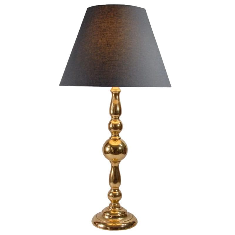 Table lamp, polished brass black shade, Sweden, 1970s.