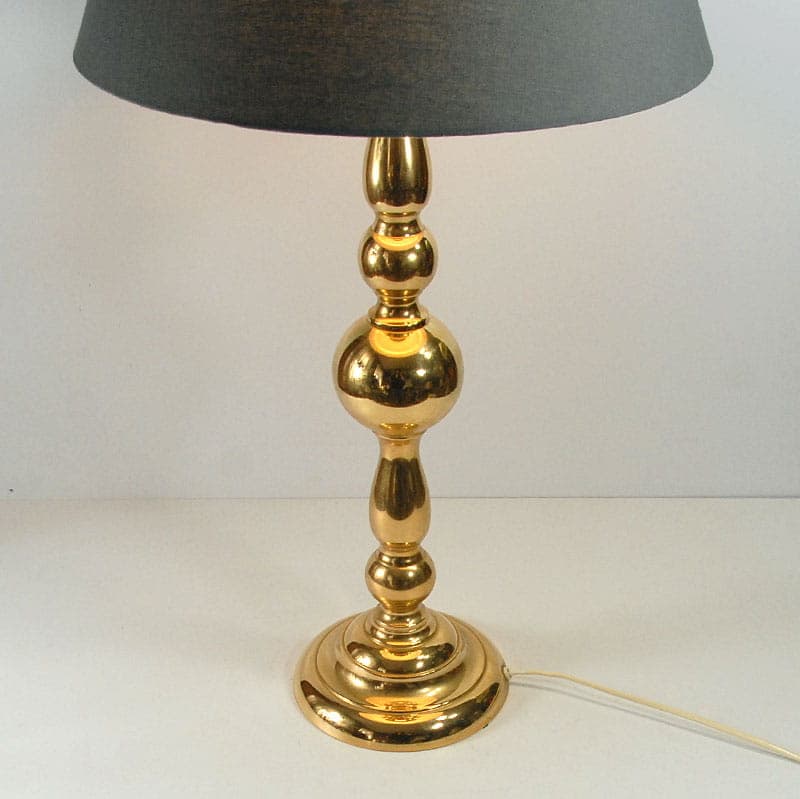 Table lamp, polished brass black shade, Sweden, 1970s. - 43507