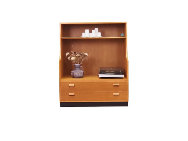 Shelving unit, dark brown ash, by B. Mogensen, Søborg Møbelfabrik, Denmark, 1970s. - DIMENSION