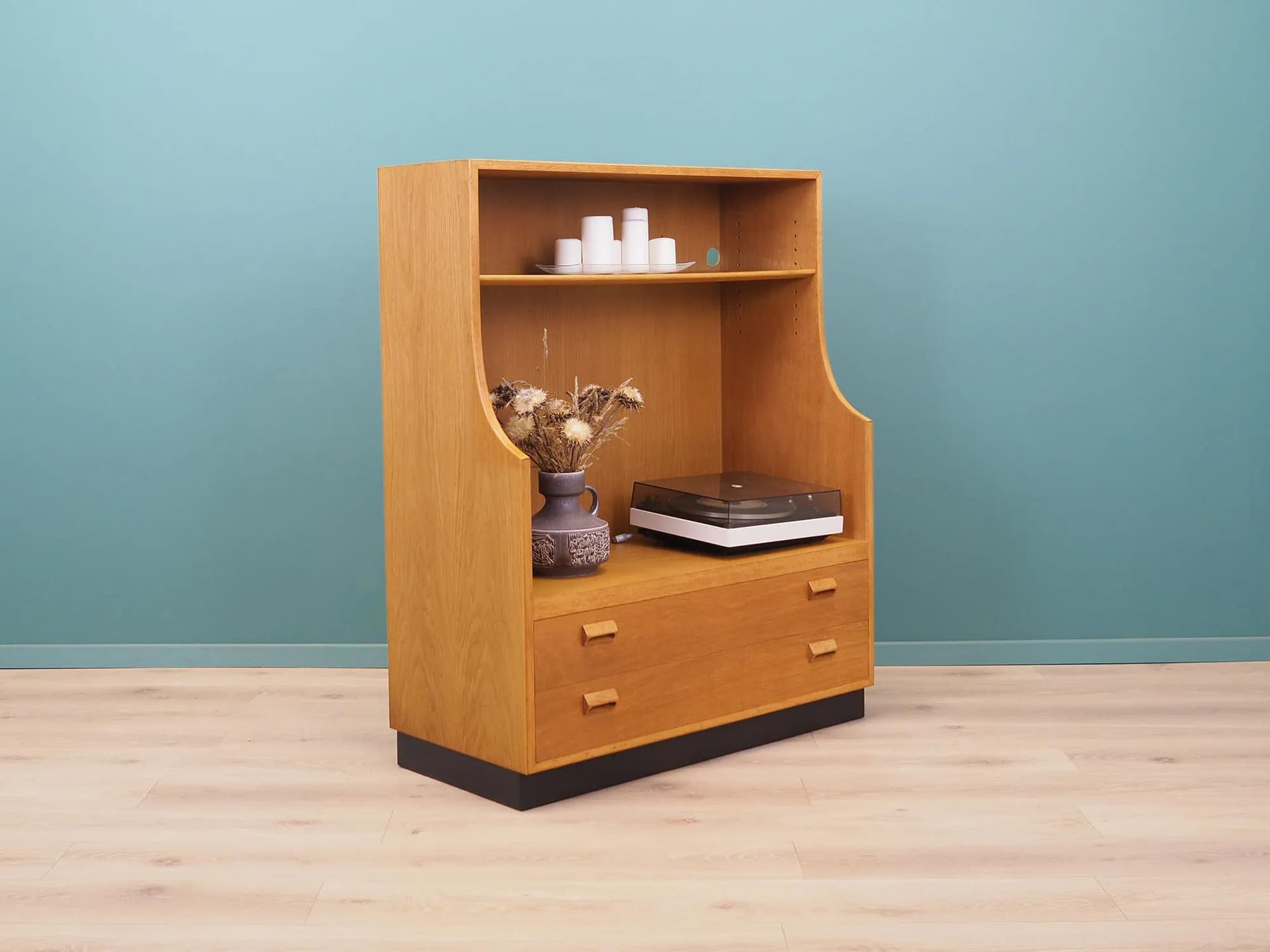 Shelving unit, dark brown ash, by B. Mogensen, Søborg Møbelfabrik, Denmark, 1970s. - 43971