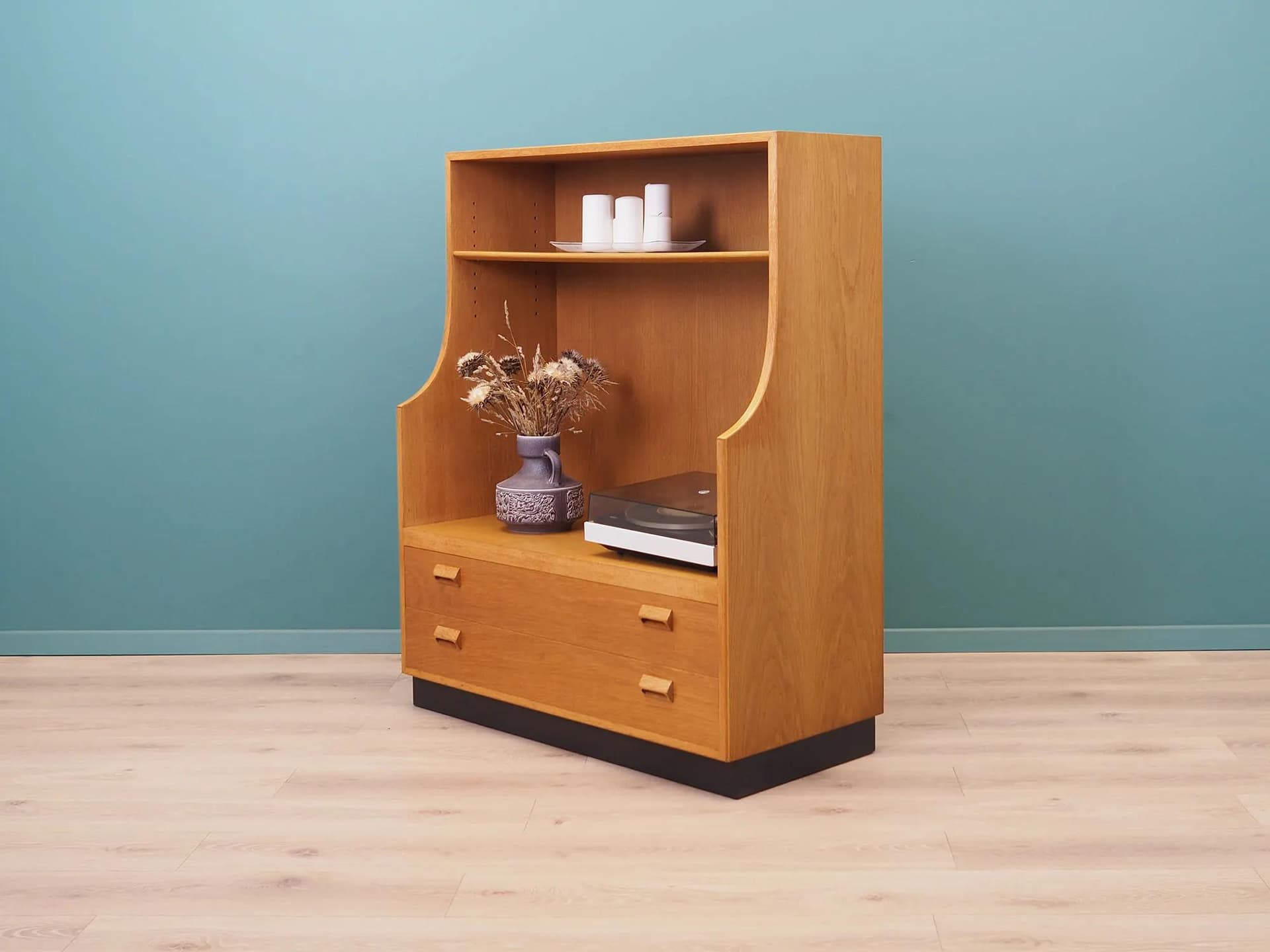 Shelving unit, dark brown ash, by B. Mogensen, Søborg Møbelfabrik, Denmark, 1970s. - 43968