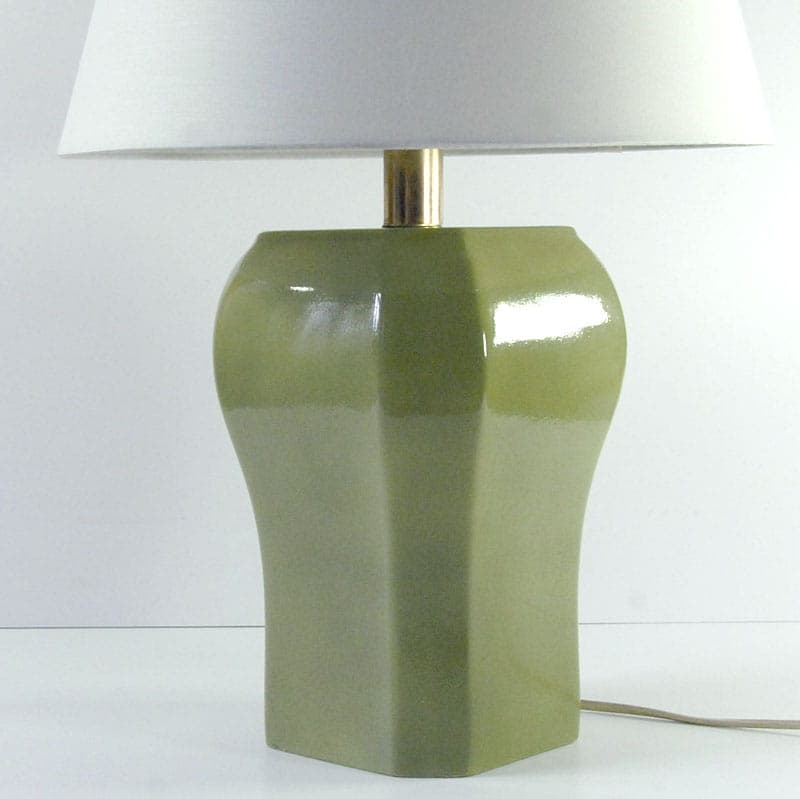 Table Lamp, olive ceramics, France, 1970s. - 43477