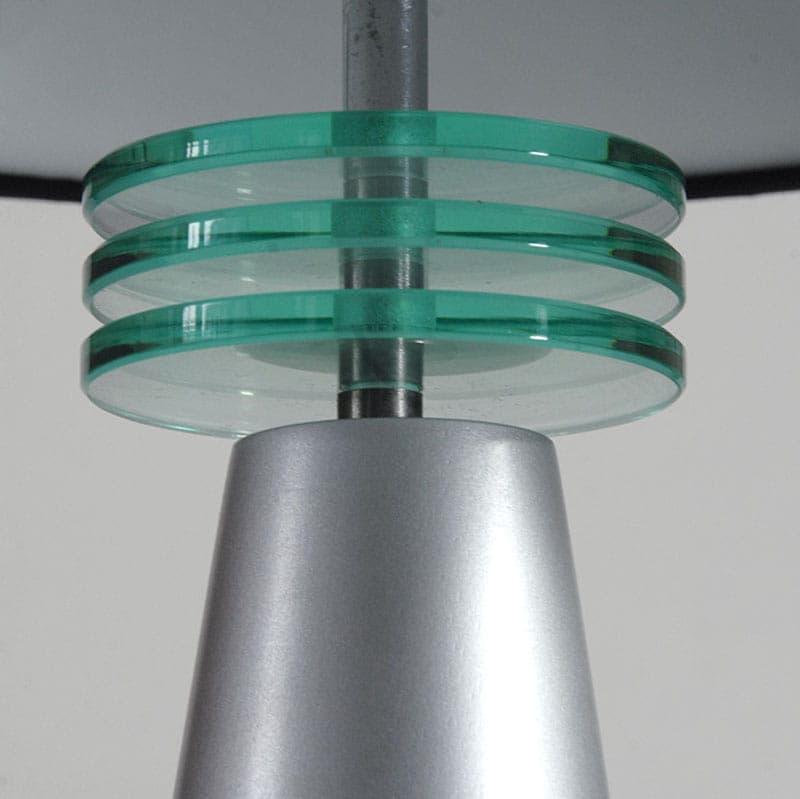 Lampa stołowa Memphis, srebrny, drewno lakierowane, metal chromowany, szkło, Francja, lata 80. - 43447