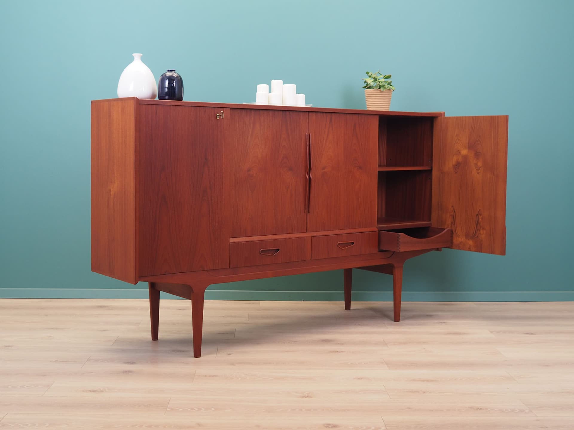 Highboard, teak brązowy, Dania, lata 60. - 50804